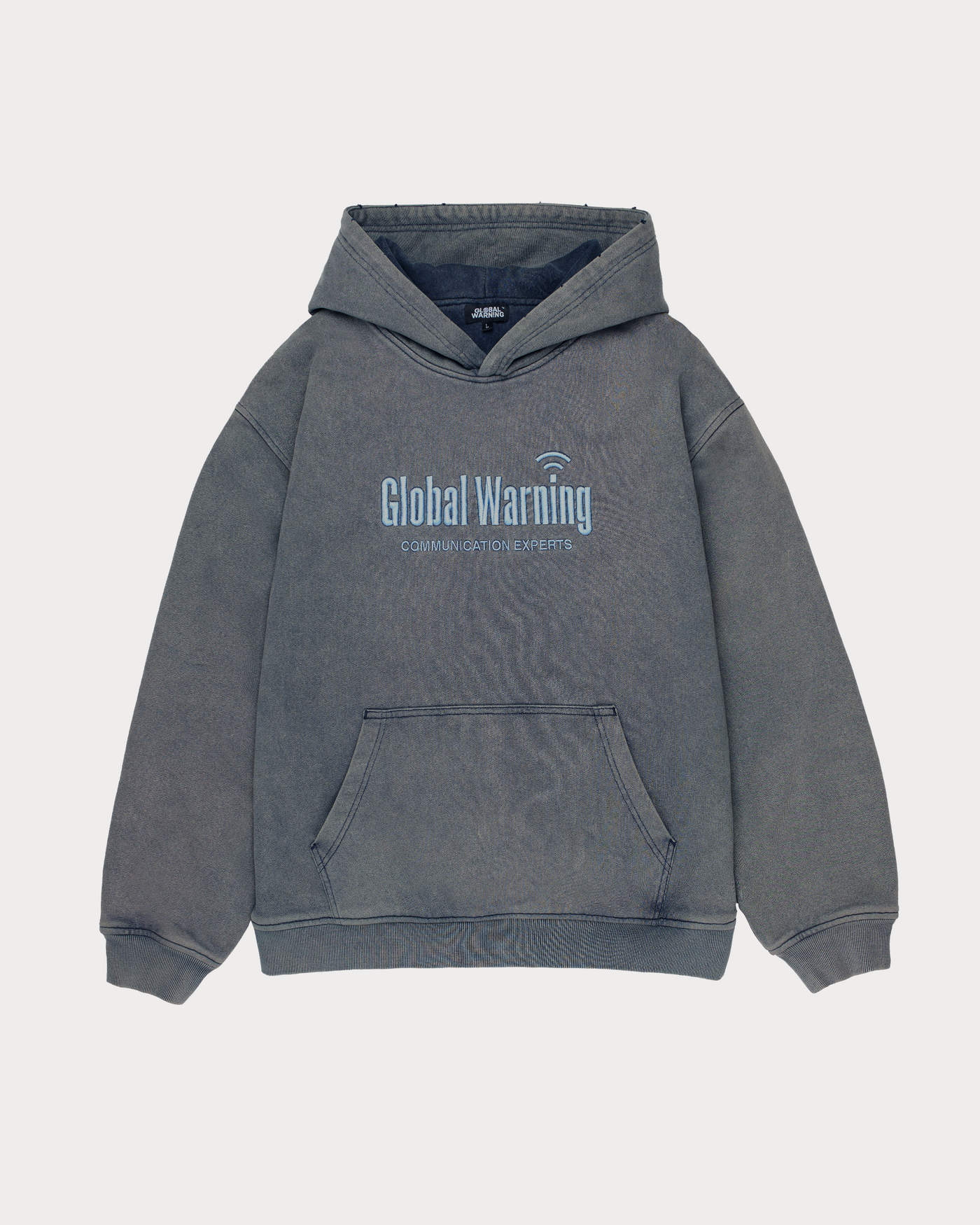 DESOCIALIZED DOUBLE LAYERED "COMMUNICATION EXPERTS" WASHED HOODIE