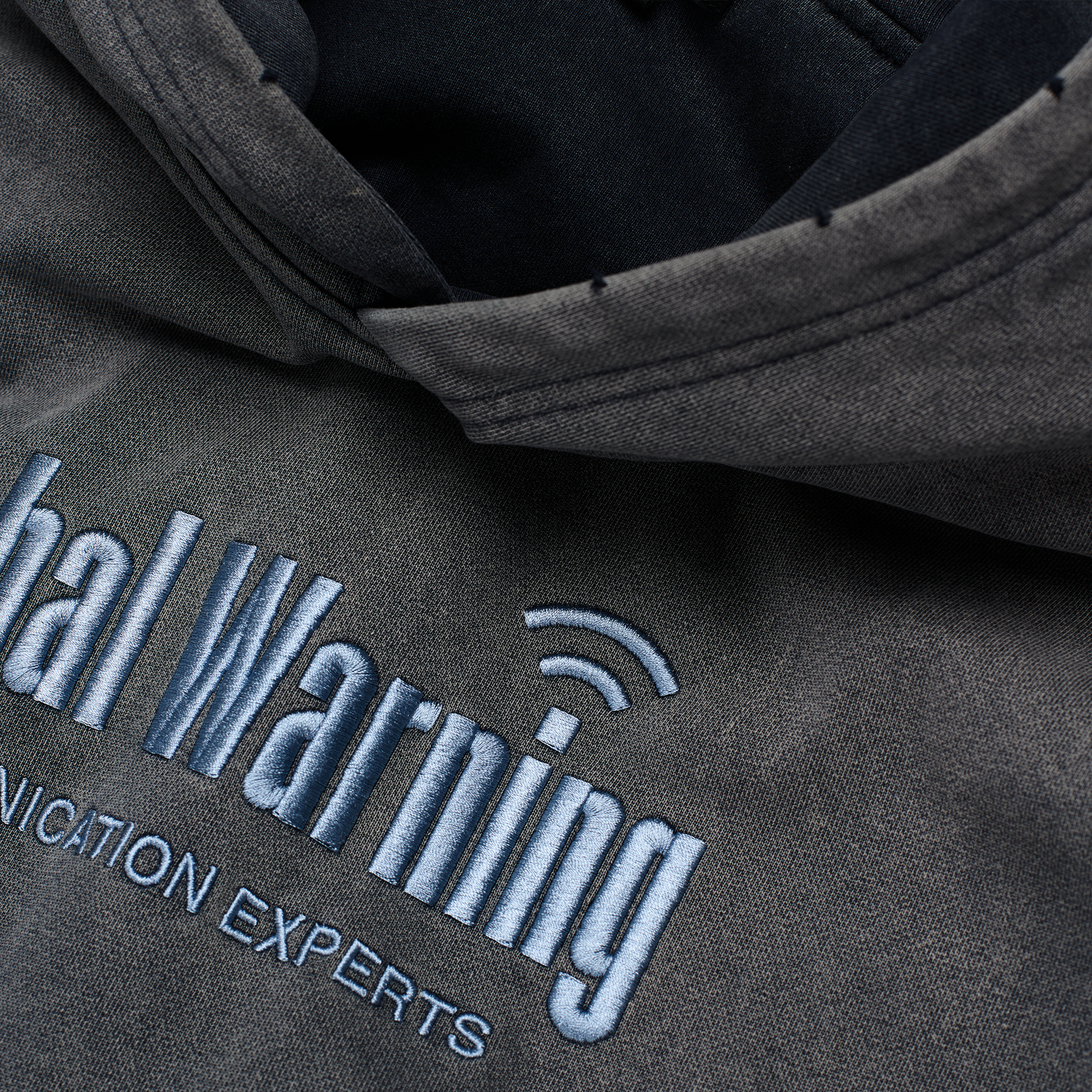 DESOCIALIZED DOUBLE LAYERED "COMMUNICATION EXPERTS" WASHED HOODIE