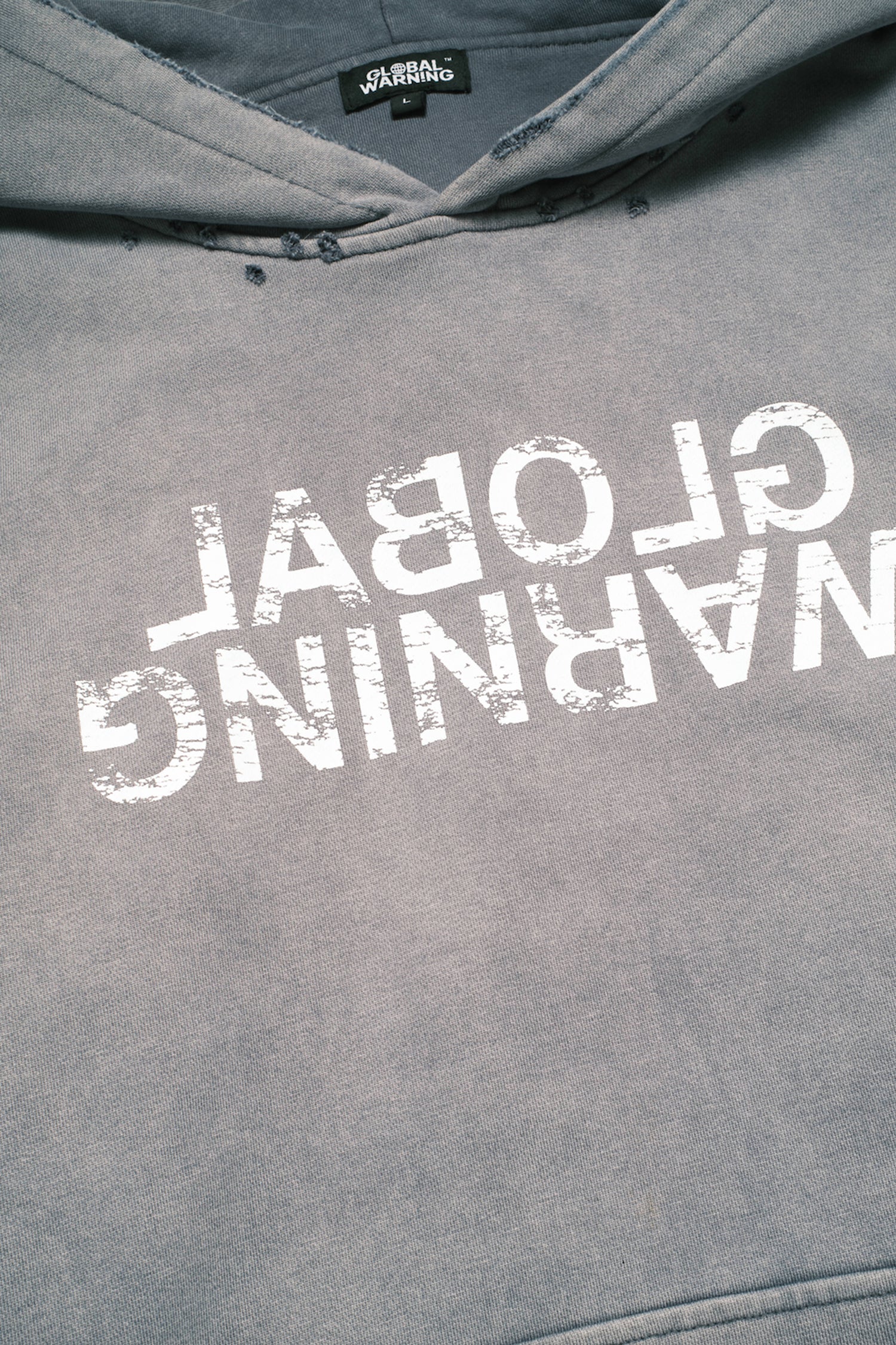 MIRRORED LOGO DISTRESSED HOODIE