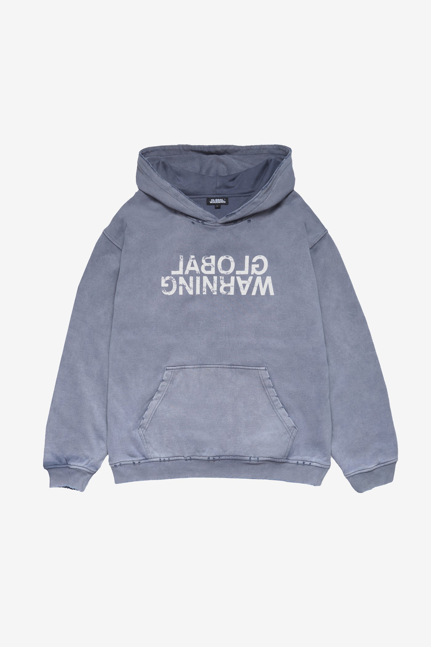MIRRORED LOGO DISTRESSED HOODIE
